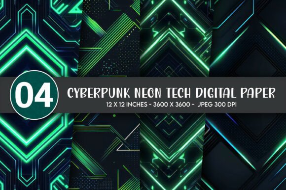 Download Cyberpunk Neon Tech Digital Paper - Tech Collection
