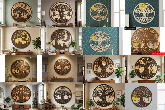 Download Laser Cut Moon Tree Wall Art SVG Bundle - Tree Collection
