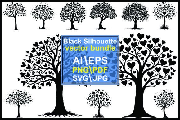 Download Heart Tree Silhouette Vector Bundle - Tree Collection