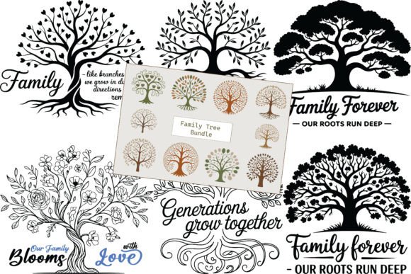 Download Family Tree Quote Bundle – 40 Designs - Tree Collection