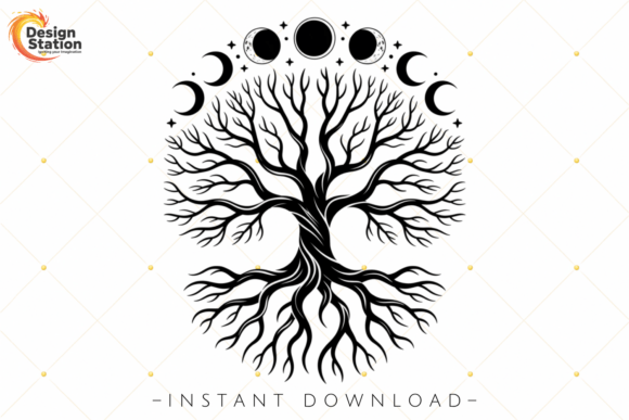 Download Mystical Celestial Tree Moon Phase PNG - Tree Collection