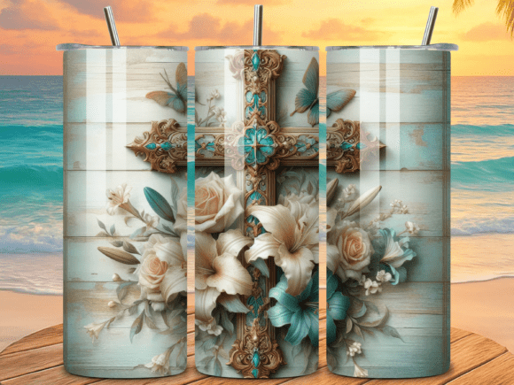 Download Christian Cross and Floral Tumbler Wraps - Tumbler wraps Collection