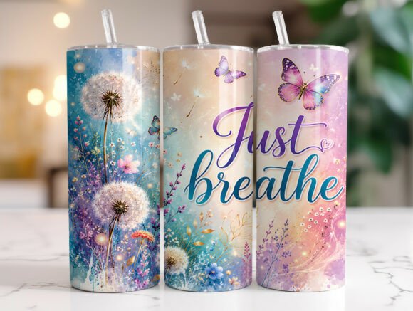 Download Just Breathe Dandelion Tumbler Wraps PNG - Tumbler wraps Collection