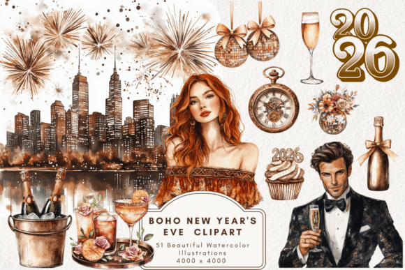 Download Boho New Year's Eve Clipart - New Collection