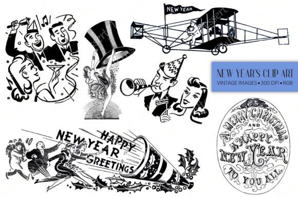 Download Black &amp; White New Year's Eve Clipart - New Collection