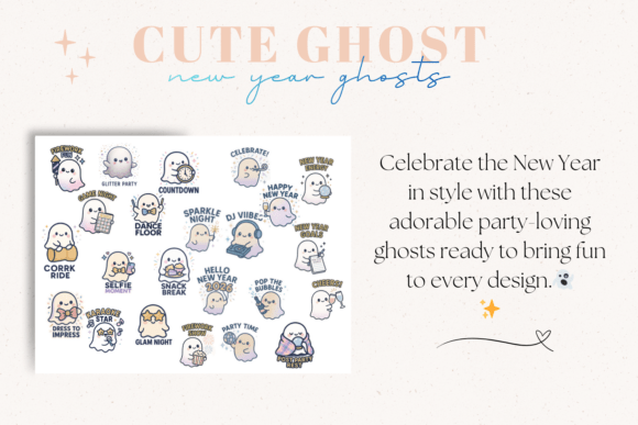 Download New Year Party Ghosts | PNG Clipart Set - New Collection