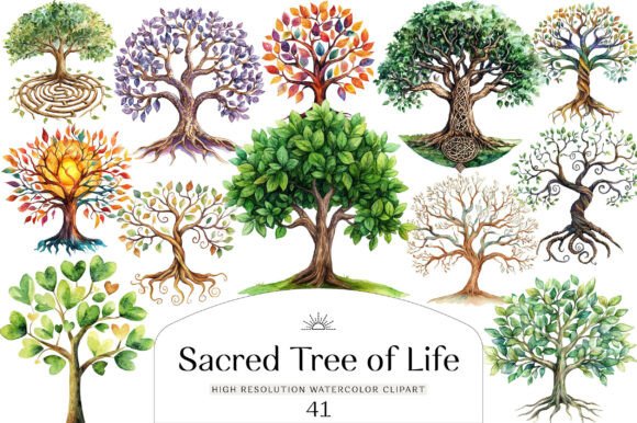 Download Sacred Tree of Life Clipart Bundle - Tree Collection