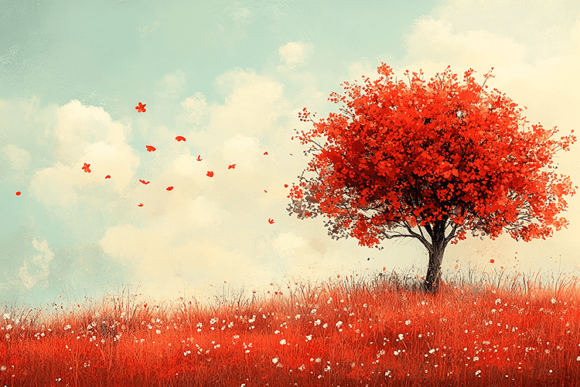 Download Red Autumn Tree Landscape Background - Tree Collection