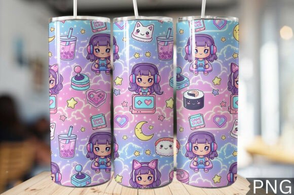 Download Gamer Girl Neon Tech Tumbler Wrap PNG - Tech Collection