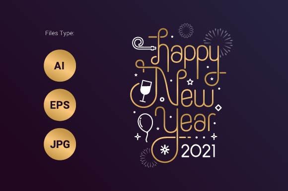 Download Happy New Year 2021 Lettering Typography - New Collection