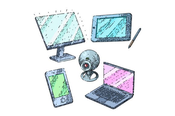 Download Gadget Technology Set Sketch Hand Drawn - Tech Collection