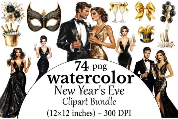 Download Watercolor New Year's Eve PNG Clipart Bu - New Collection